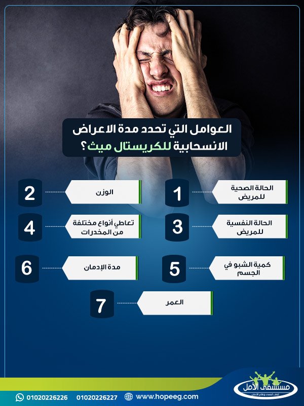 ما هي العوامل التي تحدد مدة الاعراض الانسحابية للكريستال ميث؟