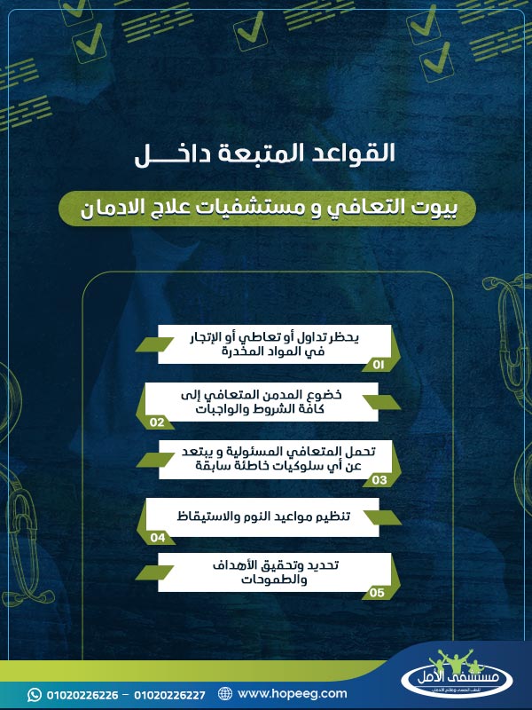 القواعد المتبعة داخل بيوت التعافي و مستشفيات علاج الادمان